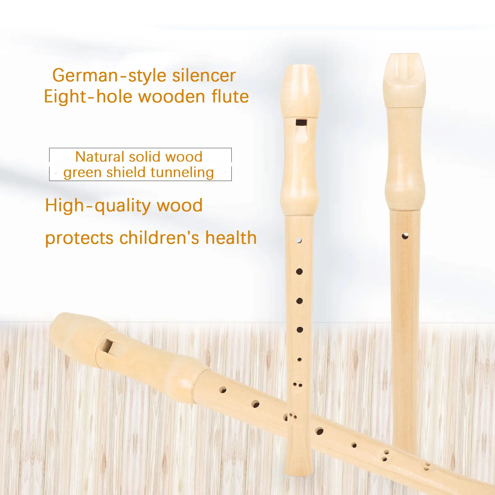 8-Hole German-Style Flute High Pitch Wood Color, Traditional Musical Instrument, Perfect for Music Lovers & Beginners