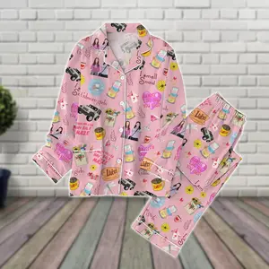 Pink Gilmore Girls Pajama Set, Stars Hollow Cozy Loungewear, TV Show Sleep Set, Luke’s Diner Inspired Pajamas