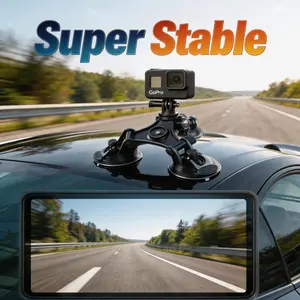 Triple Suction Cup Mount for DJI OSMO Action 6 5 4 GoPro 13 12 11 10 9 8 with 1/4" Thread Adapter for Insta360 X5 X4 X3 Multi-Angle Regulation High Bearing Capacity Photography Camera Accessories