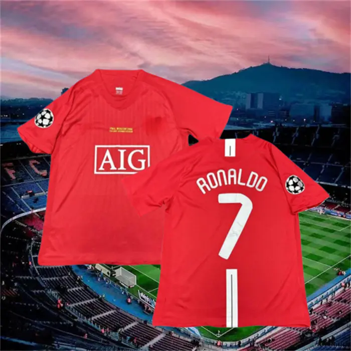 2007 2008 Home Retro red No.7 Ronaldo Short Sleeve Soccer Jersey