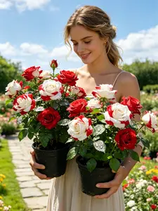 Essential Red & White Rose Seeds for Your Home Balcony | Easy-to-Grow Indoor & Outdoor Ornamental Flowers—The Premier Choice for Garden Decoration