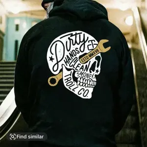 Troll Co Clothing Dirty Hands Make Clean Money, Trending Mechanic Unisex Shirt, Back Side Printed Workwear Streetwear, Skull Design T-shirt/Hoodie