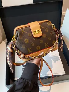 New Vintage Printed Chain Handbag 2026, Fashion Casual High-Quality Crossbody Shoulder Bag, Adjustable Strap, All Seasons