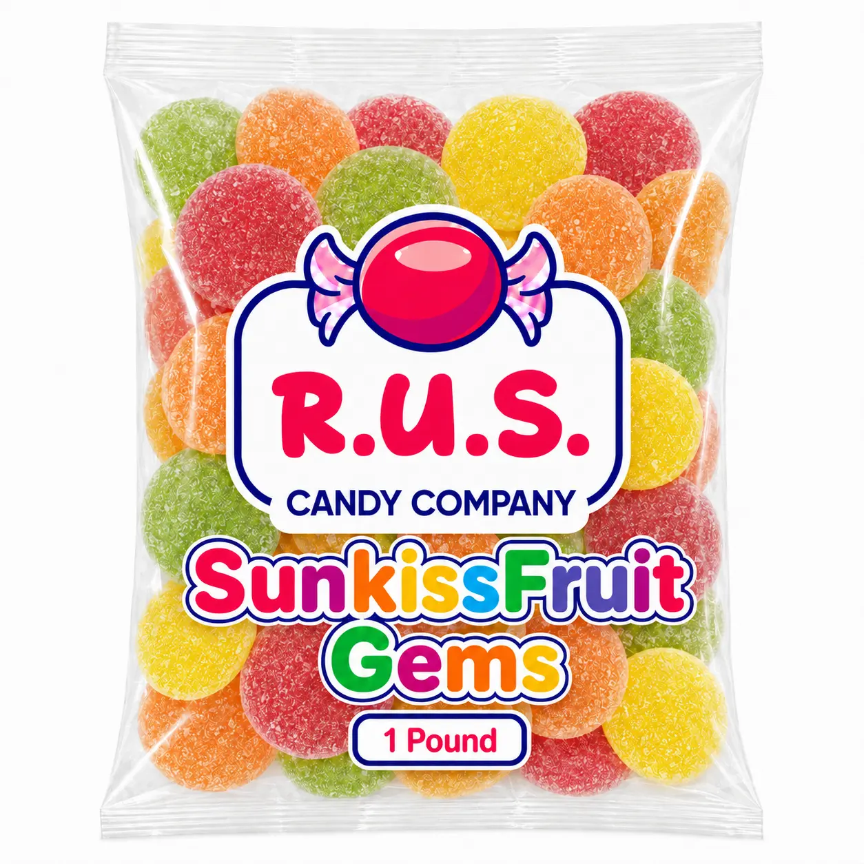 SunkissFruit Gems Candy, 1 lb Bag, Individually Wrapped Soft Fruit Candy