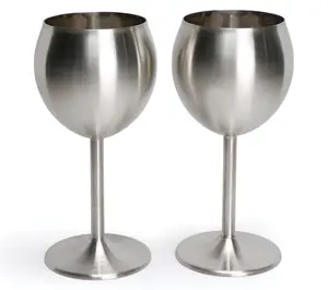 RSVP Stainless Steel Wine Glasses Set of 2