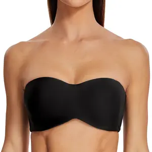 MELENECA Women's Strapless Underwire Minimizer Bra - Nylon, Compression, Minimalist Basic, Unlined Bandeau, Smooth, Seamless, Elastic, Plus Size Large Bust, Bridal Women's Clothes summervibes