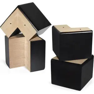 Bed Risers 4 inch L-Shaped  Furniture Risers Pack of 4 Black Sofa  for Couch Dresser Cabinet Bench  Extenders Furniture Lifters