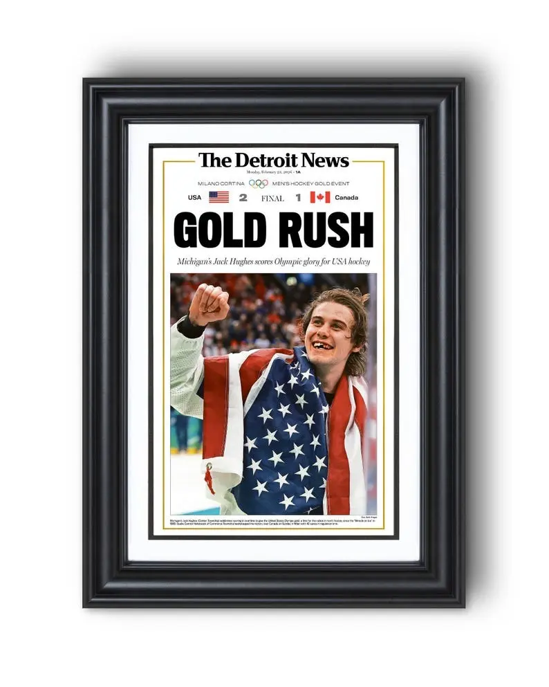 [UNFRAMED POSTER] 2026 USA Hockey “Gold Rush” Gold Medal Victory Vs Canada Newspaper Print