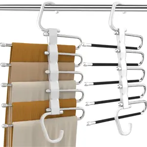 Pant Hangers Space Saving Jean Hangers -No Wrinkle Clothes Hanger - Closet Organizer and Storage, College Dorm Room Essentials Apartment Must Have - 1 Pack