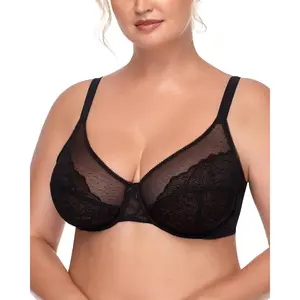 Minimizer Bras for Women Enchante Full Coverage Underwire Bras Plus Size Lifting Floral Lace Bra for Heavy Breast