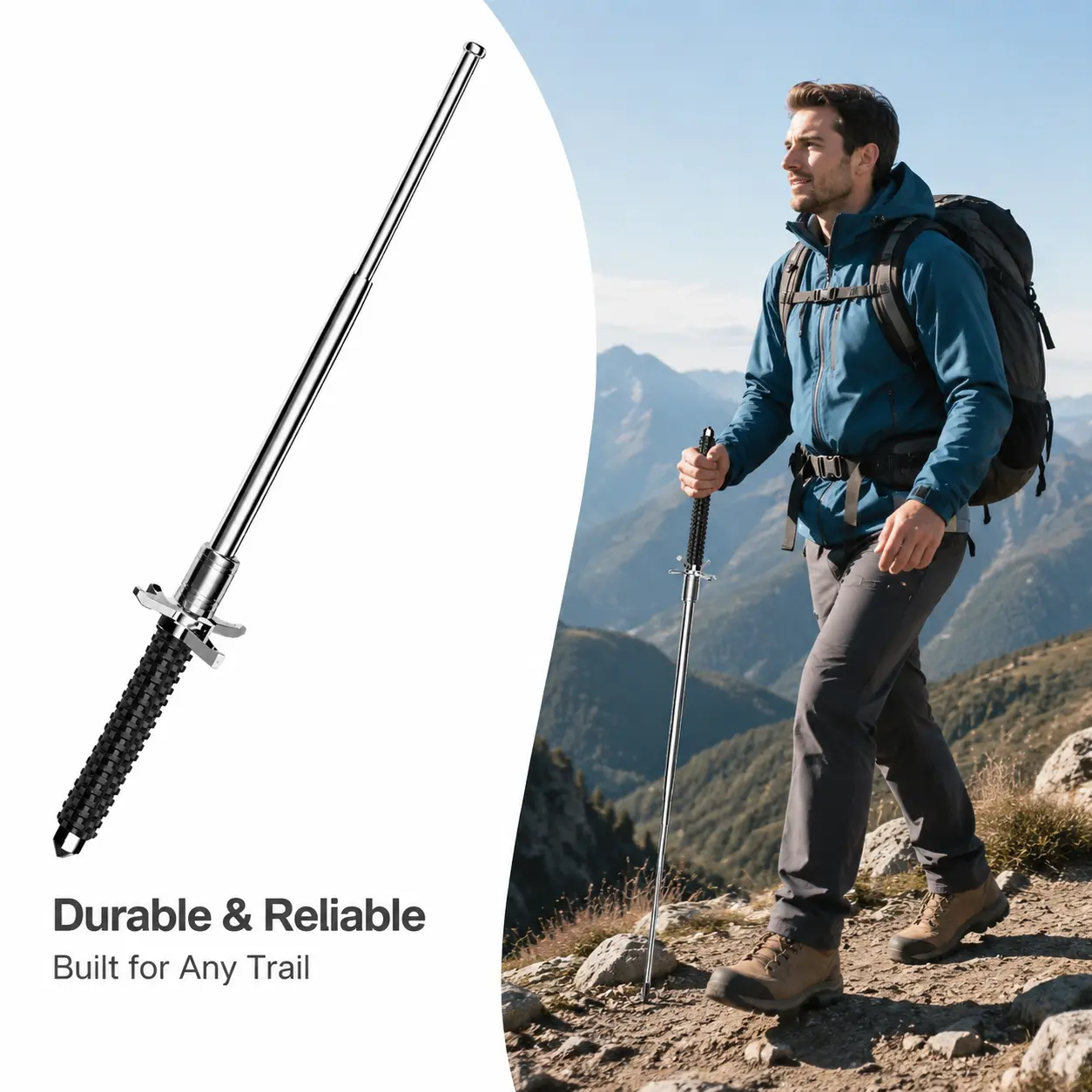 Hiking Sticks - Adjustable, Collapsible, Lightweight Telescopic Pole for Outdoor Trails, Practical Reliable Easy-to-Use Gift for Hiking Enthusiasts