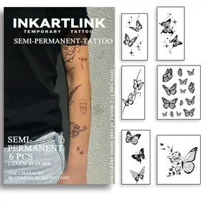 Tattoo Tech, 5 Sheets Semi Permanent Tattoo, Adult Design Temporary Tattoos, Lasts 1-2 Weeks, Waterproof, Realistic Look, No Adhesive, No Reflection (Heavy Smoker Design)