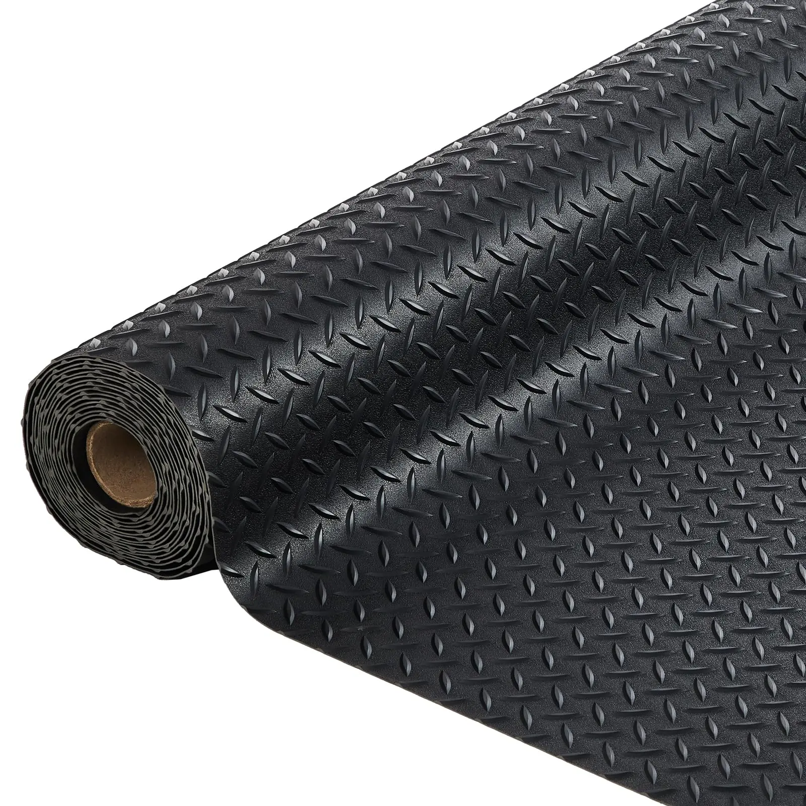 Garvee Heavy Duty Diamond Plate PVC Garage Floor Mat - Non-Slip Waterproof Underlay for Automotive Center Support Replacement - Easy to Clean, Durable, Multiple Size Options