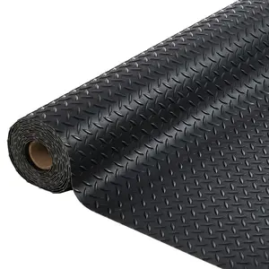 Garvee Heavy Duty Diamond Plate PVC Garage Floor Mat - Non-Slip Waterproof Underlay for Automotive Center Support Replacement - Easy to Clean, Durable, Multiple Size Options