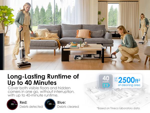 Tineco Floor ONE STRETCH S6 Wet Dry Vacuum Cleaner, 180°Lay-flat, 5.1 inch Compact Design,158℉ Flashdry Self-Cleaning in 5min, Long Runtime, Dual-Sided Edge Cleaning, Enhanced Cleaning Flexibility