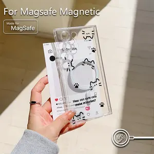 Simple Cat Phone Case.Magnetic Ring,Wireless Charging,Supports for Samsung Galaxy S26 S25 S24 S23 S22 S21 S20 Fe Plus Ultra Edge S10E A57 A56 A55 A54 A37 A36 A35 A34 A26 A25 A24 A23 A17 A16 A15 A14 A07 A06 A05s Note20 Note10 Note9