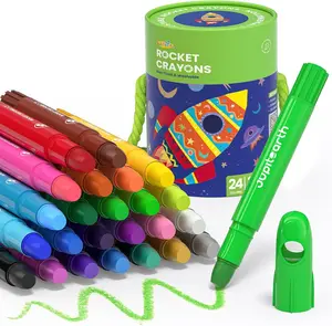 24/18/12Colors Twist Rocket Crayons for Toddlers, Non-Toxic Washable Crayons with Storage Bucket, Ultra-Smooth and Easy to Hold Art Supplies for Toddlers and Preschool Kids age 1-3 2-4 4-8 ,Colorful Precision Pens , markers for coloring