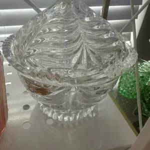 Clear crystal candy dish with lid