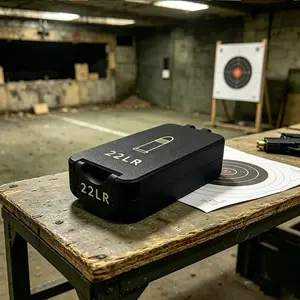 Mini Ammunition Storage Box for 50 Rounds of 22lr, Clip-On Lid, Detachable Liner, Portable and Compact, Ideal for Small Cartridges
