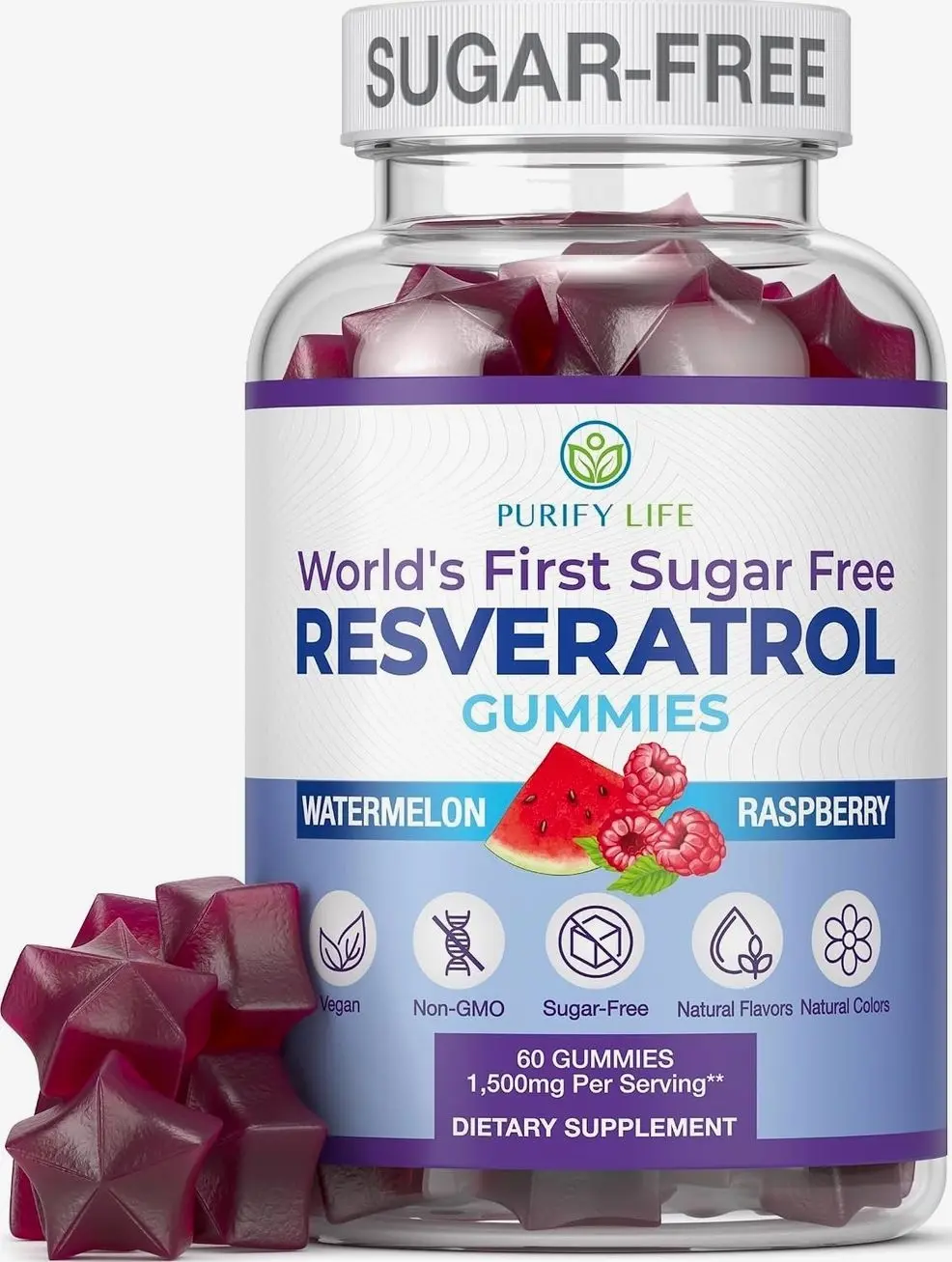 Sugar-Free Resveratrol Gummies - Potent Anti-Aging Antioxidant - Resveratrol Supplement to Support Digestive & Immune Health - Natural Herb for Cell Growth & Repair - Easy Chewable NMN Alternative