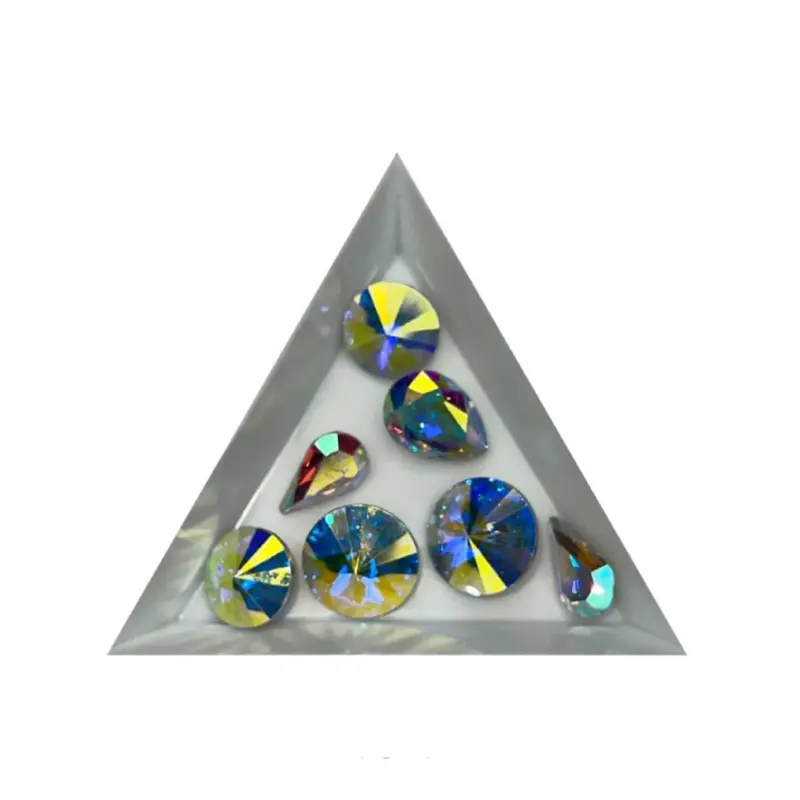 AB Stones Large Point-back Collection 4 Pieces Multicolor Rhinestones for Nail Art Decoration in Various Shapes and Sizes
