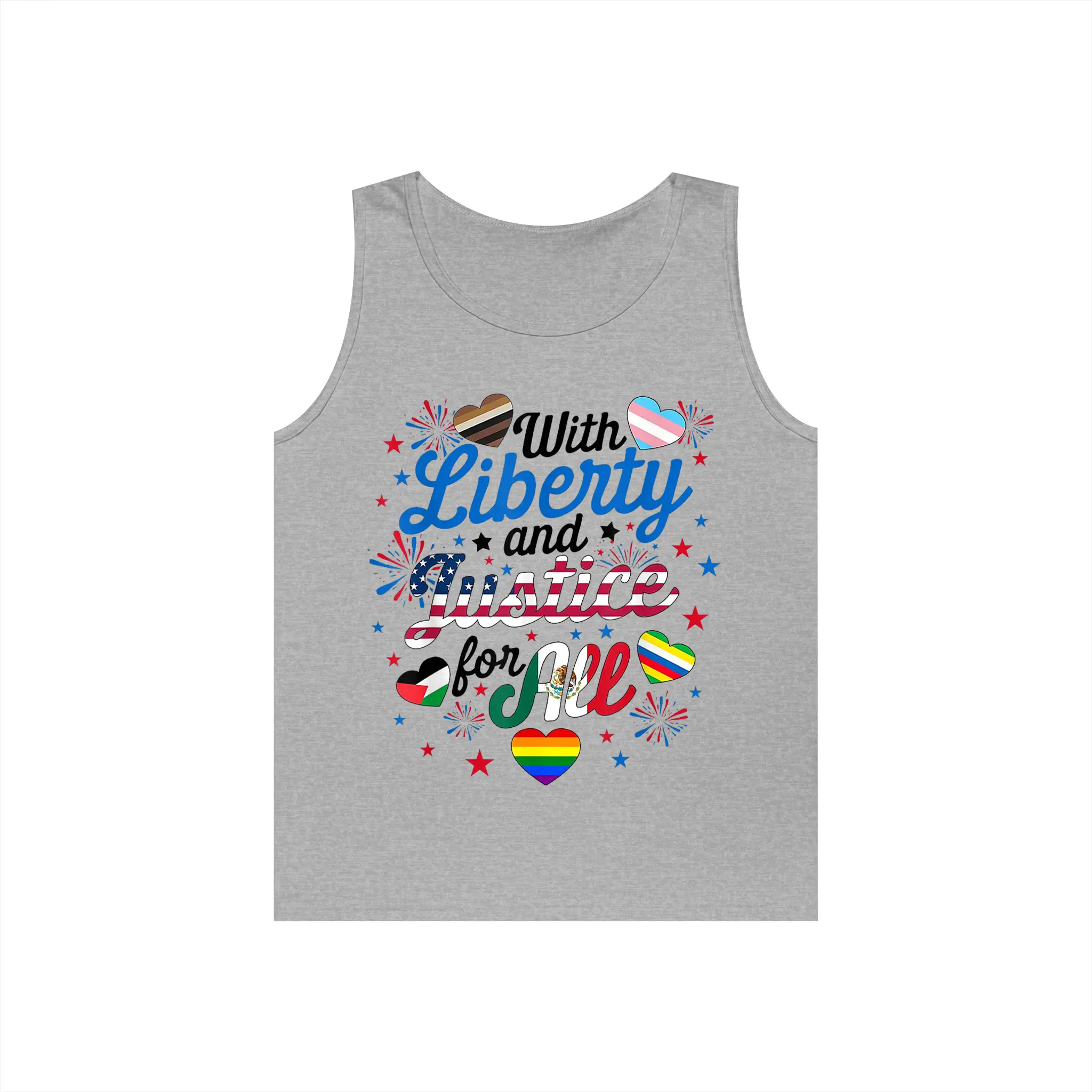 With Liberty and Justice for All Tank Top, Trans right LGBTQ Tank Top, Summer Tank Women Men, Graphic Cotton Top