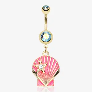Ariel's Shell Dangle Belly Button Ring