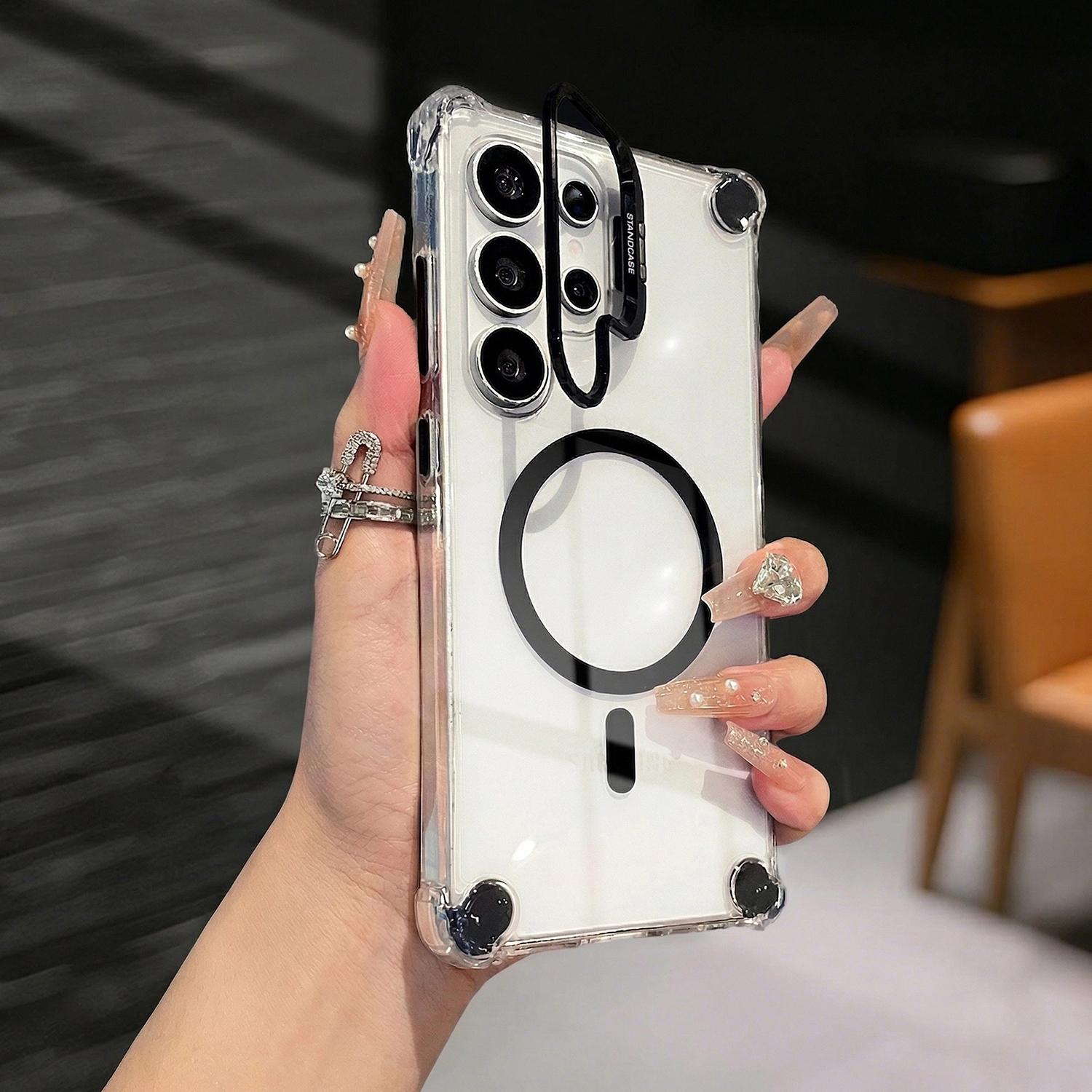 Case for Samsung Galaxy S26/S25/S24 S23 S22 Ultra Plus Clear Candy Built-in Lens Kickstand Slim Protective Shockproof Wireless Charging Cover