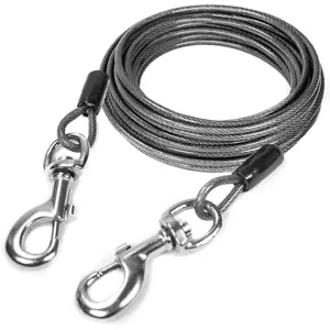 Tie Out  -  for Large Or Small Dogs - Provides an Off-Leash Feel with Total Control -  Braided Steel  for  Durability - Weather Proof - Rust Protected