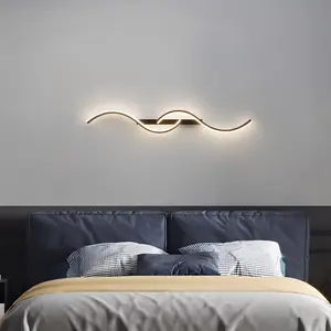 Modern LED Line Wall Light Fixture, Hard Wired Design, / Options, Warm Light for Bedroom Bedside Sofa Background Decor