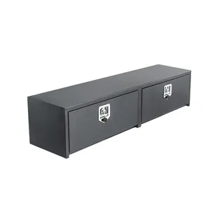 Black Steel Underbody Truck Tool Box – Lockable T-Handle, Secure Storage Organizer, Durable Metal for Pickup Beds, RVs, Trailers, 60 x 16 x 13 Inch
