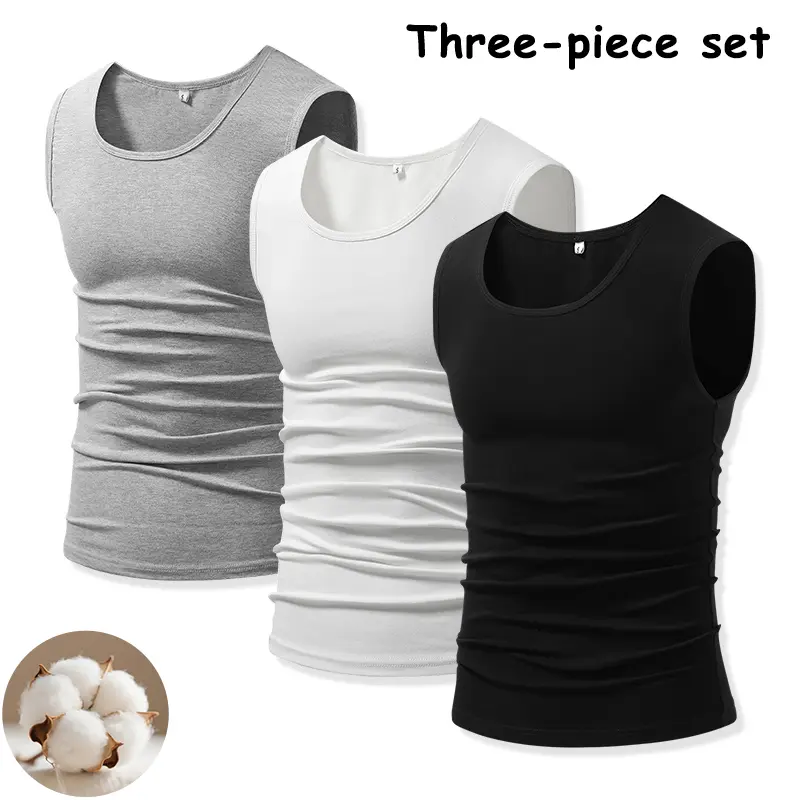3-Pack Athletic Slim Tank Tops for Men – Stretchy Crew Neck Sleeveless Workout Shirts, Breathable Training Fitness Vests