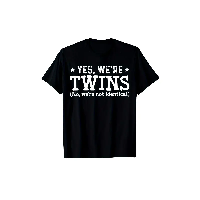 Men's Vintage Graphic T-Shirt, Short-Sleeve Round Neck Streetwear, Funny Twin Partner or Sister Merch