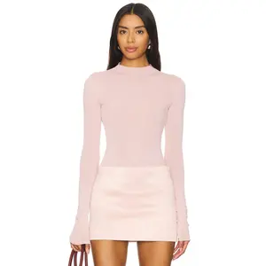 Camila Coelho Pauline Mock Neck Sweater in Light Pink