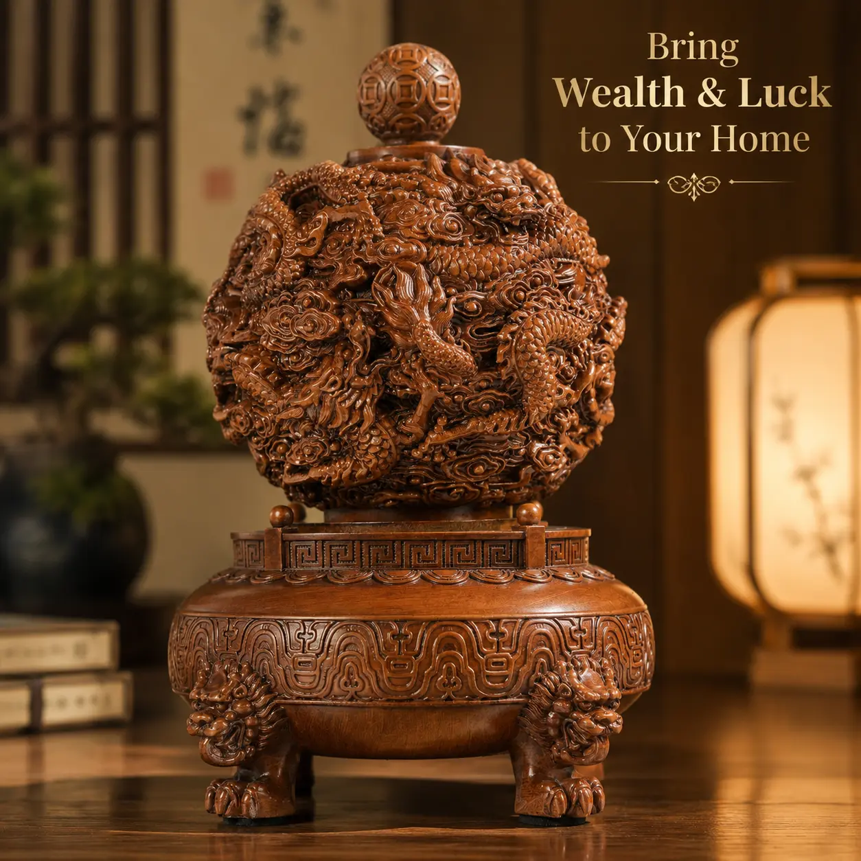 9-Dragon Qiankun Resin Figurine – Rotating Feng Shui Ornament Brings Wealth & Positive Energy, Elegant Home Office Accent, Thoughtful Present for Success Seekers Decor