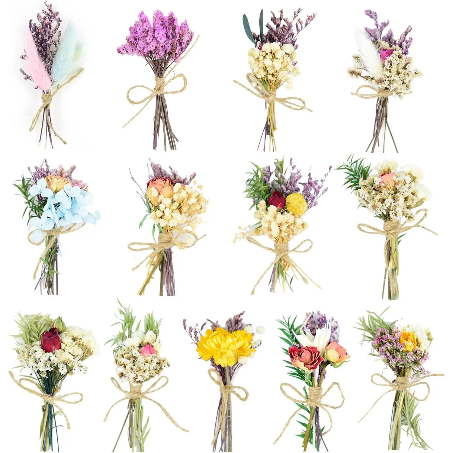 Dried Flowers - 13 PCS Mini Dried Flower Bouquet, Natural Flowers Forget Me Not Myosotis Sylvatica Babysbreath, Floral Plant Flower for Crafts DIY Photo Props Gift Décor