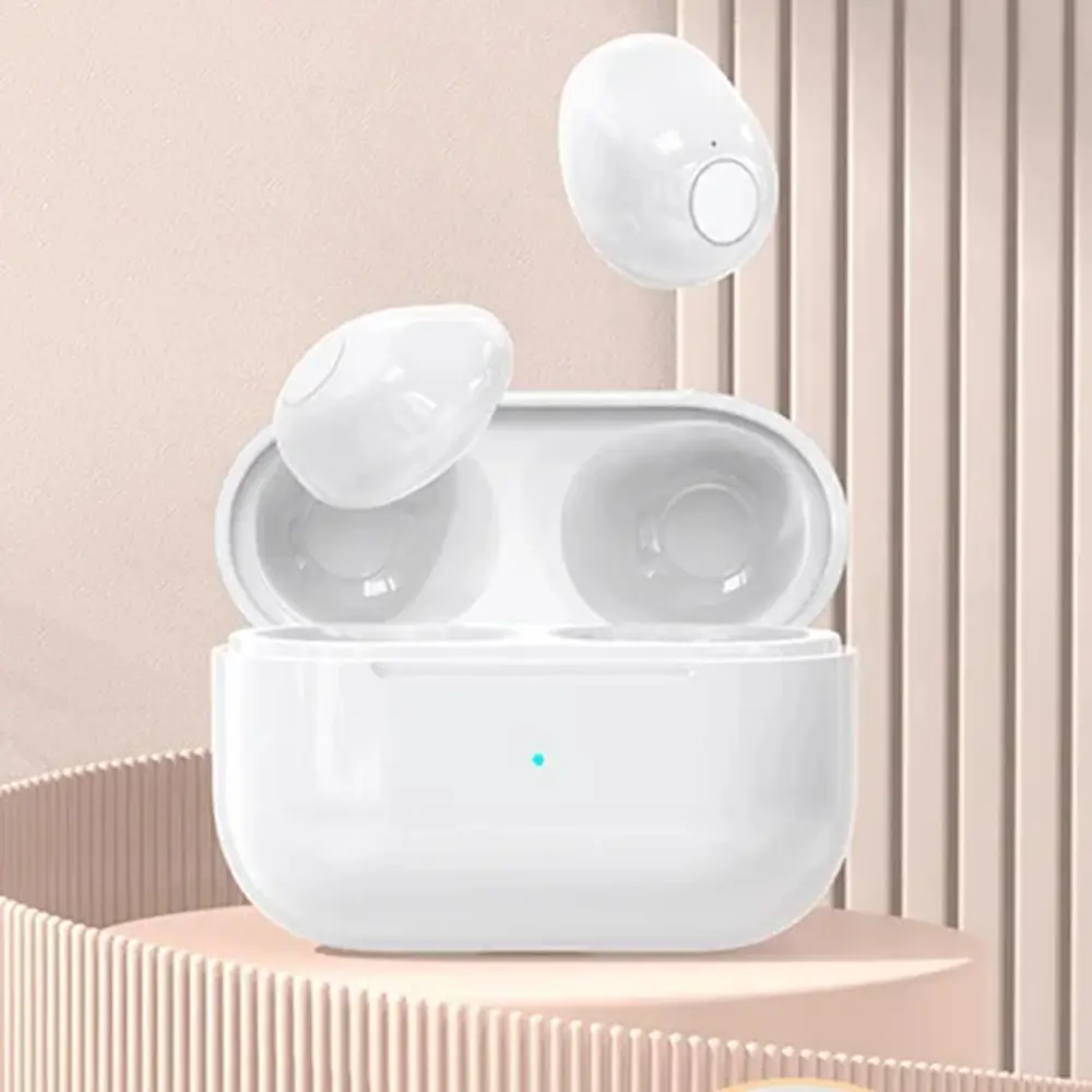 True Wireless In-Ear Headphones - Noise Cancelling True Wireless Headset, Bluetooth, ENC, HD Call Mic, Deep Bass, Long Standby, Stereo Surround Sound, Voice Assistant, Invisible Mini Portable for Gym, Gaming Portable Wireless Headphones White