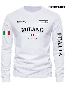 Men's Outdoor Casual Sport Long Sleeve T-Shirt, Round Neck, Fall Winter Base Layer, Soft Mixed Fabric, Fitted Wear, Athletic Sports Clothing