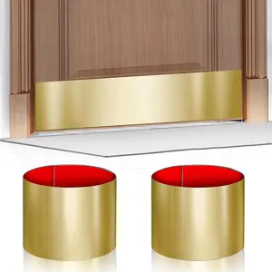 2 PCS 8" x 34" Self Adhesive Door Kick Plate for Door Bottom, Stainless Steel Kick Plates Fit for 36" Interior and Exterior Doors, Brushed Gold
