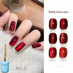 15ML Ruby Cat Eye Soak Off UV Light Gel Nail Polish, Bright Magnetic Color for Manicure, Versatile DIY Nail Art, Salon Quality and Removable, Nail Cosmetic
