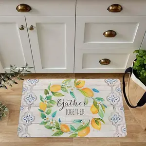 Lemon Pattern Kitchen Mat, 1 Count Non-slip Kitchen Rug, Rectangle Home Decorative Mat, Floor Mat for Home Kitchen Living Room Bedroom