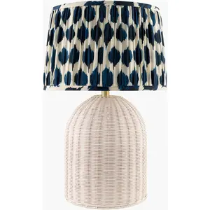 Warm Aqua Blue Bohemian Table Lamp with global details for bedside or console tables