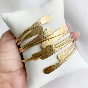 Set of 5 Brass Adjustable Cuff Bracelets