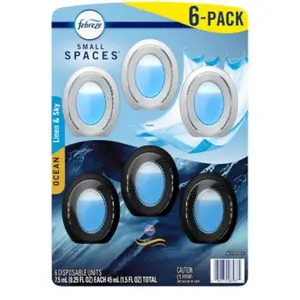 Febreze small spaces air freshener 6pk 3 linen & sky ocean scents