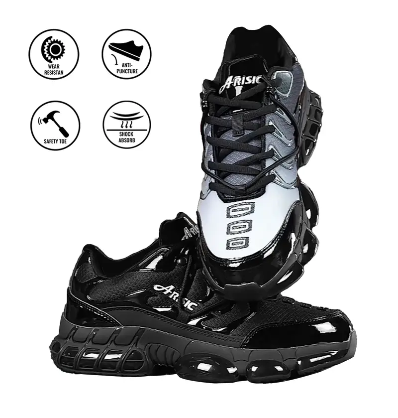 thumbnail image 2 of Mens Steel Toe Work Sneakers – Indestructible Lightweight Safety Shoes, Black 2 of 6