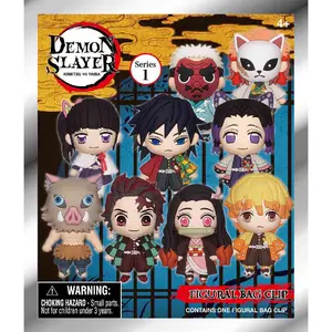 Demon Slayer 1PC Mystery Bulk Bag Clip Cute Mini Nezuko Tanjiro Zenitsu Inosuke Random One 3D Anime Character Blind Box Design Action Figures Collectible Toys Furniture Decoration Keyring Keychain Officially Licensed