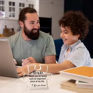 Gifts for Dad Engraved Acrylic Block Puzzle Father's Day Gift Touching Sayings Acrylic Keepsake Thoughtful Birthday Gift Ideal Home Office Desk Decoration from Daughter Son for Christmas Thanksgiving Day