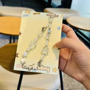 Elegant Pearl Star Phone Charm, Transparent Butterfly Beaded Phone Chain, Unique Design Pendant, Aesthetic Phone Accessories, Mobile Ccd Bag Accessory