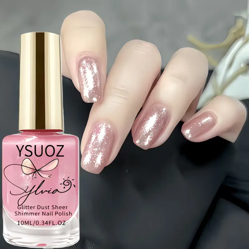 Quick-Dry Nail Polish in Light Pink, Shine Boosting Formula with a Glossy Glitter Finish for Mood-Enhancing Manicures, Single Bottle - 0.34 fl oz, Nail Care, Apply Naturally, Everyday Use
