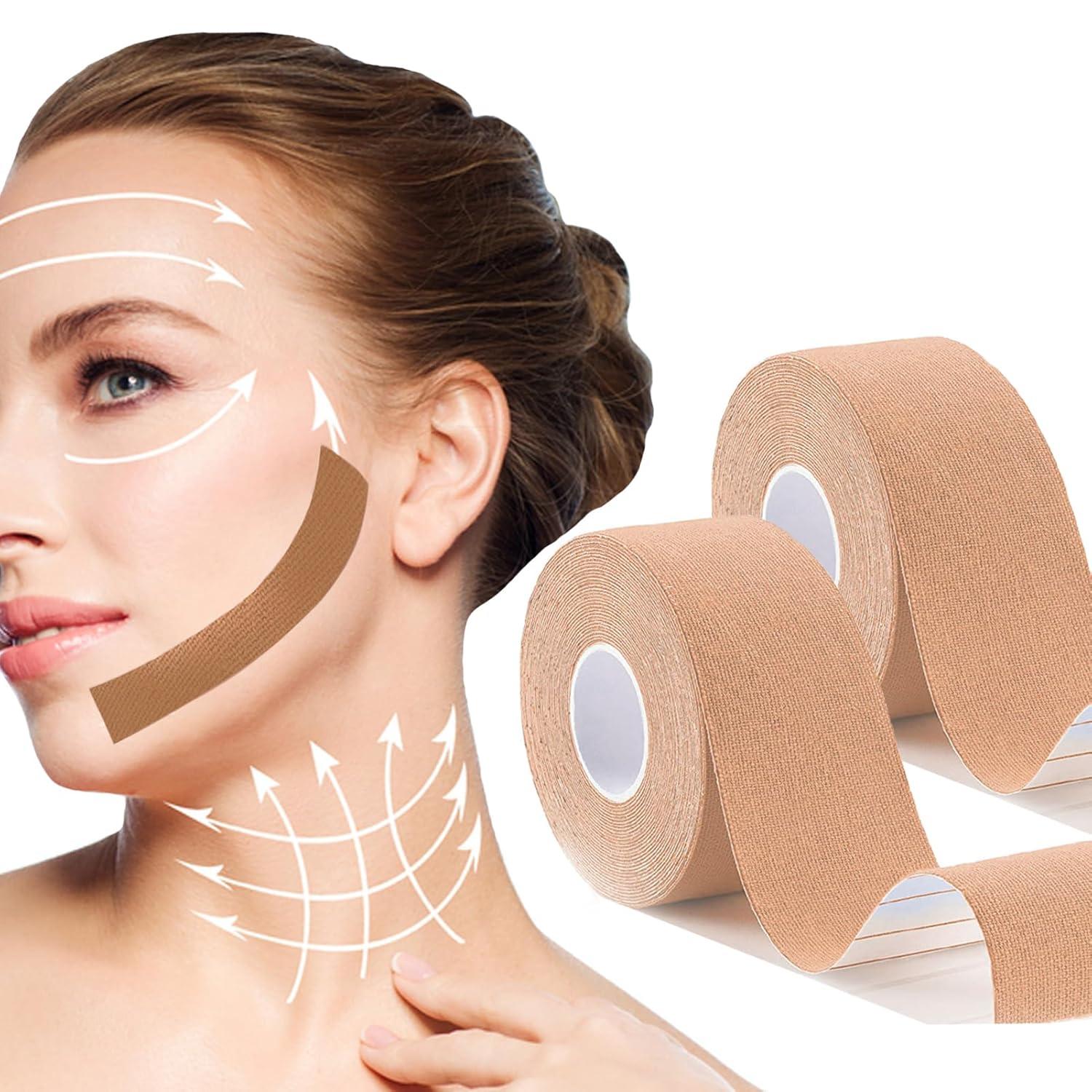 2 Rolls Facial Myofascial Lift Tape Anti-Wrinkle Tape Patches Anti-Freeze Stickers for Firming And Tightening Skin Suits for All Parts of The Face and Neck 2.5cm*5m